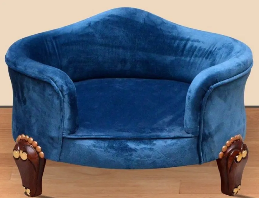Casa Padrino Barock Hundebett Royal Blau / Braun / Gold - Barock Hundemöbel - Barock Tiermöbel - Prunkvolle Tiermöbel im Barockstil