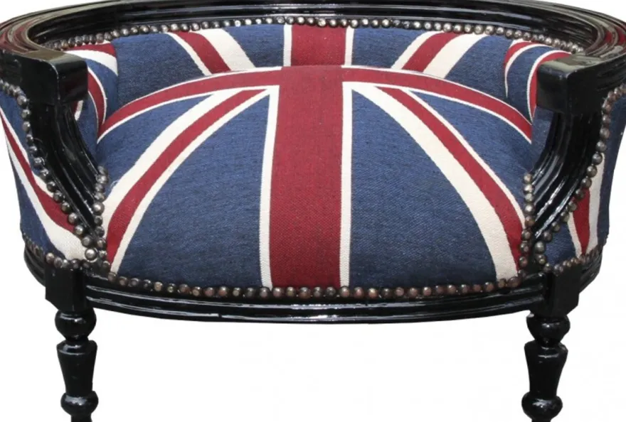 Casa Padrino Barock Hunde & Katzen Sofa Union Jack/Schwarz - Hundebett & Katzenbett 71,5 x 53 x 41 cm