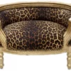 Casa Padrino Barock Hunde & Katzen Sofa im Leopardenmuster Gold 71,5 x 53 x 41 cm