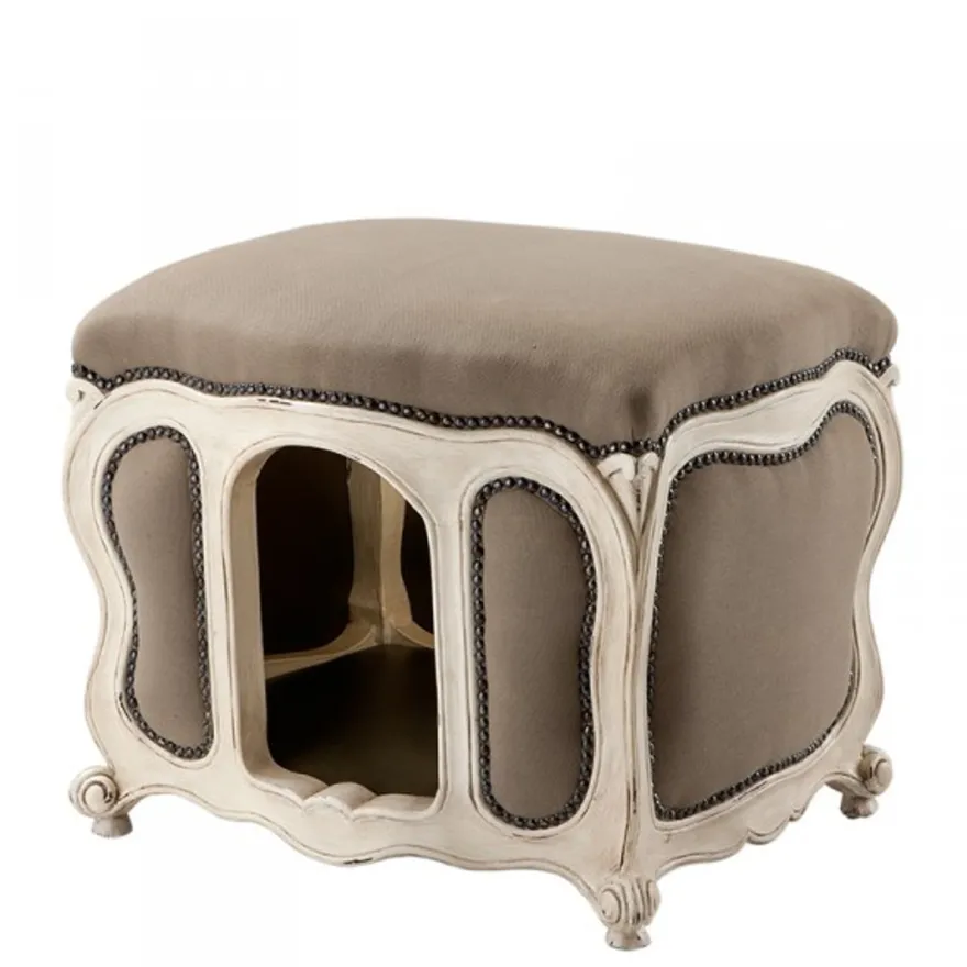 Casa Padrino Barock Hunde & Katzen Haus Luxury Sandfarben / Antik Weiß 60 x 50 x 50 cm