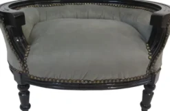 Casa Padrino Barock Hunde & Katzen Sofa im Antik Stil Grau/Schwarz 71,5 x 53 x 41 cm