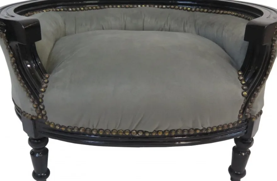 Casa Padrino Barock Hunde & Katzen Sofa im Antik Stil Grau/Schwarz 71,5 x 53 x 41 cm