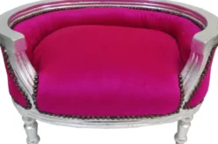 Casa Padrino Barock Hunde & Katzen Sofa im Antik Stil, Pink/Silber, Länge 71,5 cm, Breite 53 cm, Höhe 41 cm