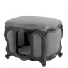 Casa Padrino Barock Hunde & Katzen Haus Luxury in Grau/Schwarz - Massivholz, Samtbezug, 60 x 50 x 50 cm