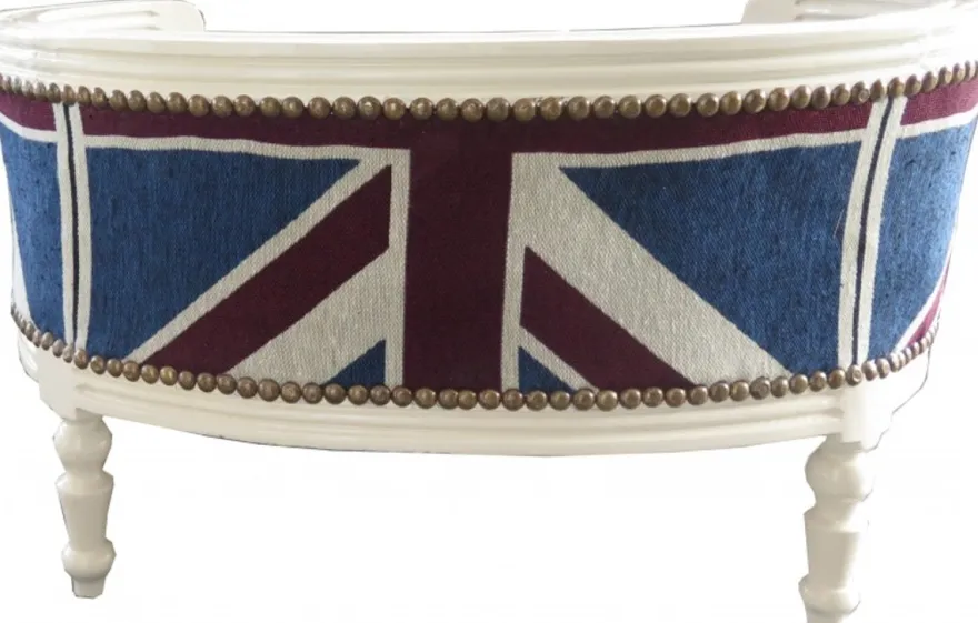 Casa Padrino Barock Hunde & Katzen Sofa Union Jack / Creme - Luxus Haustierbett - 71,5 x 53 x 41 cm