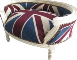 Casa Padrino Barock Hunde & Katzen Sofa Union Jack / Creme - Luxus Haustierbett - 71,5 x 53 x 41 cm