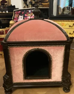 Casa Padrino Barock Katzenhaus Rosa / Dunkelbraun - Prunkvoller Katzen Tempel im Barockstil - Handgefertigtes Barockstil Katzenbett - Barock Katzen Möbel - Barock Tiermöbel