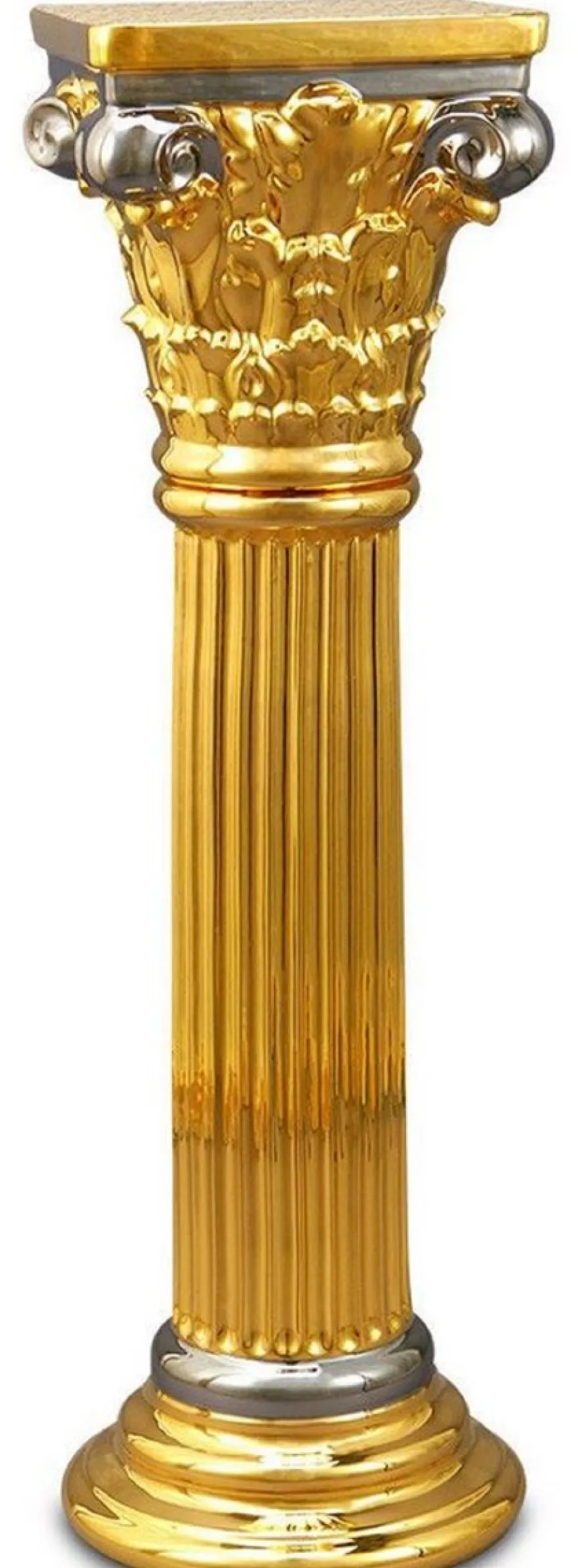 Casa Padrino Barock Keramik Säule Gold / Silber 28 x 28 x H. 88 cm - Barockmöbel