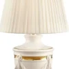 Casa Padrino Barock Keramik Tischleuchte Elfenbeinfarben / Gold Ø 45 x H. 90 cm - Barock Wohnzimmer Lampe