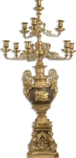 Casa Padrino Barock Kerzenhalter Gold / Bronze 62 x 62 x H. 122,5 cm - Prunkvoller vergoldeter Bronze Kerzenständer 10 flammig - Edel & Prunkvoll