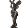 Casa Padrino Barock Kerzenhalter Frau schaut nach links Schwarz / Gold / Grün 37 x 32,4 x H. 108 cm - Prunkvoller 13-flammiger Bronze Kerzenständer mit Marmorsockel