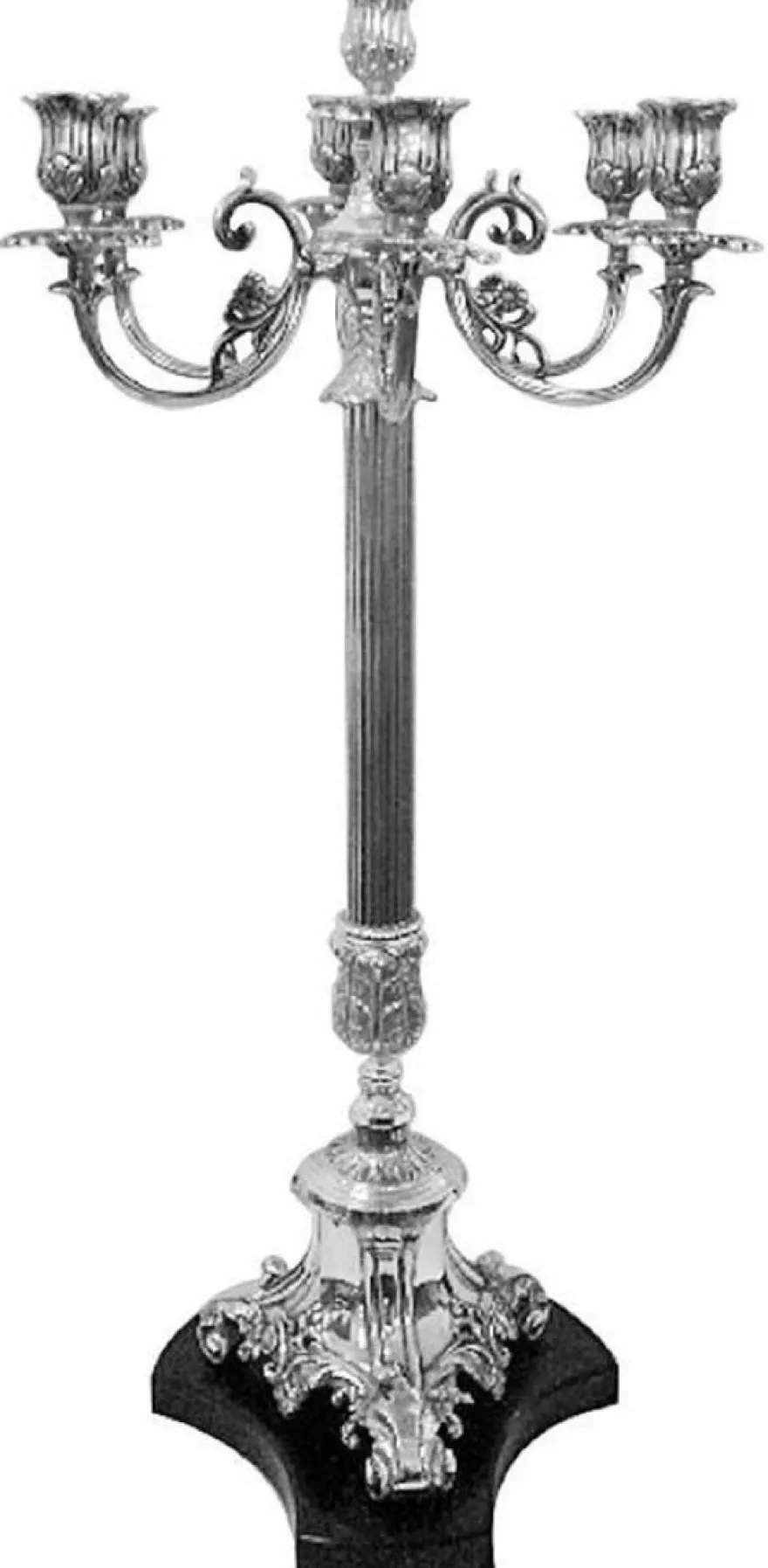 Casa Padrino Barock Kerzenhalter Silber / Schwarz 38 x 38 x H. 88 cm - Aluminium Kerzenständer im Barockstil - Barock Deko Accessoires