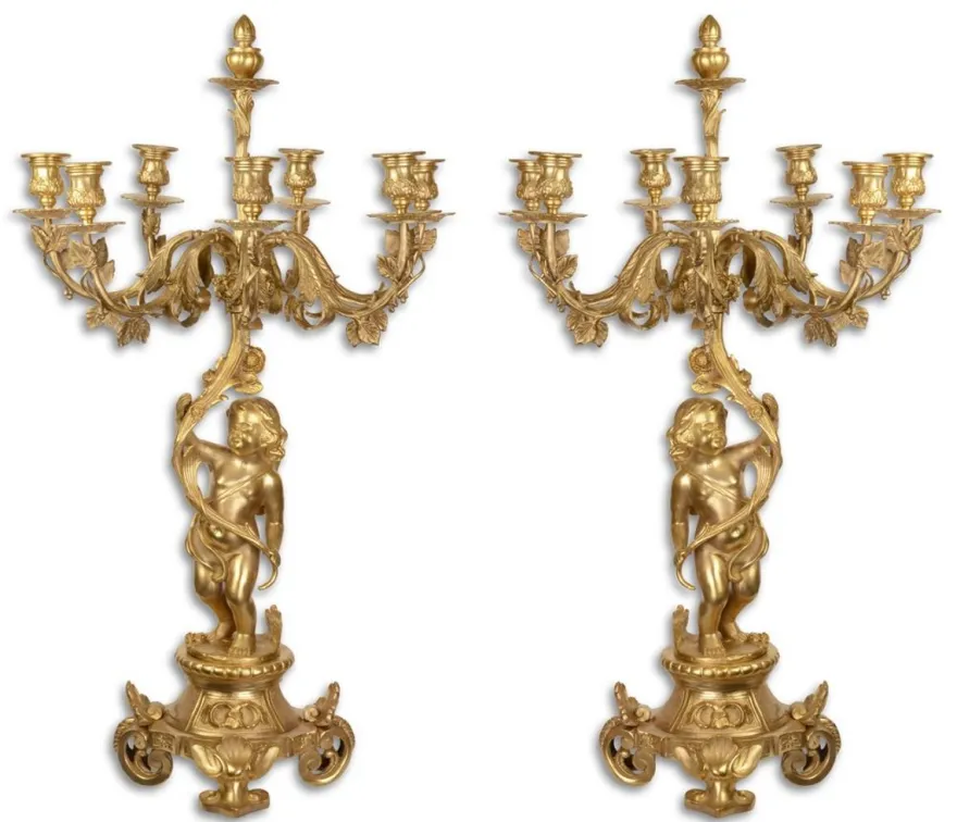 Casa Padrino Barock Kerzenständer Set Gold 46 x 46 x H. 83 cm - Edel & Prunkvoll