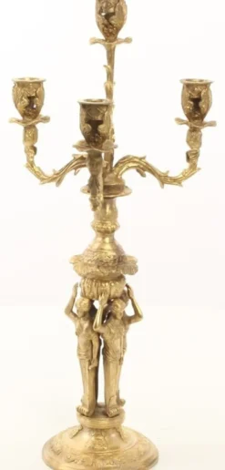 Casa Padrino Barock Kerzenständer Set Gold 16 x 16 x H. 42 cm - Barockstil Kerzenhalter aus vergoldeter Bronze