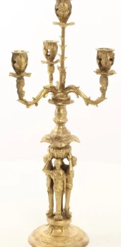Casa Padrino Barock Kerzenständer Set Gold 16 x 16 x H. 42 cm - Barockstil Kerzenhalter aus vergoldeter Bronze
