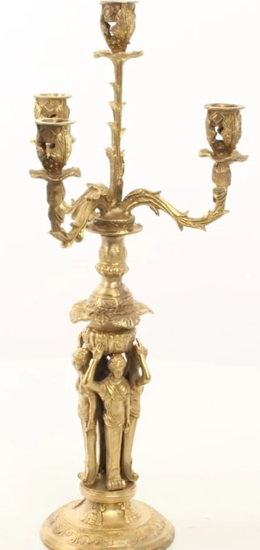 Casa Padrino Barock Kerzenständer Set Gold 16 x 16 x H. 42 cm - Barockstil Kerzenhalter aus vergoldeter Bronze