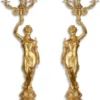 Casa Padrino Barock Kerzenständer Set Gold / Schwarz 20 x 20 x H. 64 cm - Barockstil Kerzenhalter