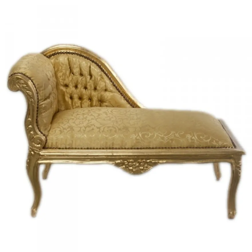 Casa Padrino Barock Kinder Chaiselongue Gold Muster / Gold - Tron Barock Möbel - 109 x 49 x 72 cm
