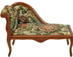 Casa Padrino Barock Kinder Chaiselongue Mod2 Gobelin Braun 109 x 49 x 72 cm - Antik Stil