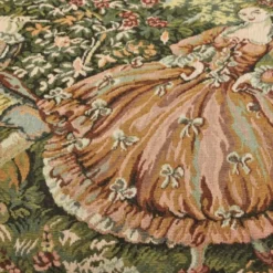 Casa Padrino Barock Kinder Chaiselongue Gobelin Muster / Mahagoni - Elegantes Luxus Möbelstück 109 x 49 x 72 cm