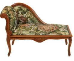 Casa Padrino Barock Kinder Chaiselongue Gobelin Muster / Mahagoni - Elegantes Luxus Möbelstück 109 x 49 x 72 cm