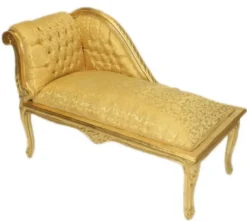 Casa Padrino Barock Kinder Chaiselongue Mod2 Gold Muster / Gold - 109 x 49 x 72 cm