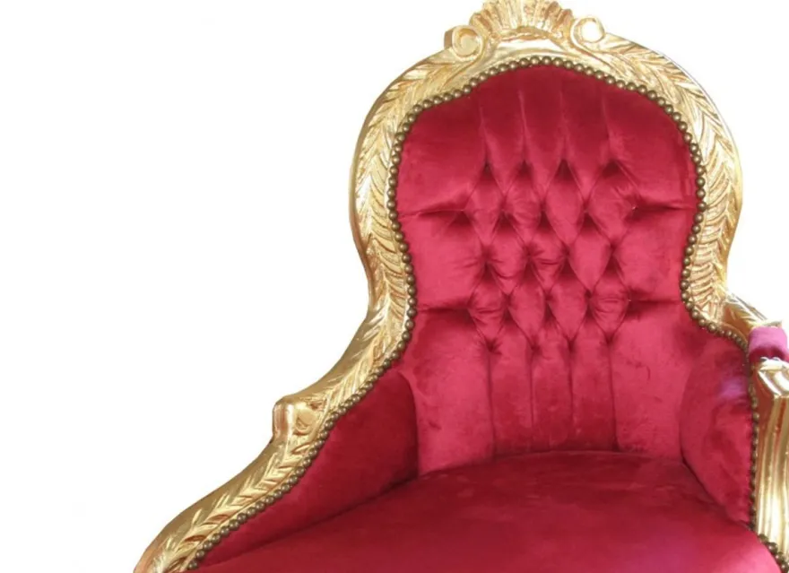 Casa Padrino Barock Kinder Chaiselongue - Edle Kindermöbel in Bordeaux und Gold - 101 x 51 x 93 cm