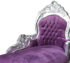 Casa Padrino Barock Kinder Chaiselongue im Antik Stil Lila/Silber 101 x 51 x 93 cm
