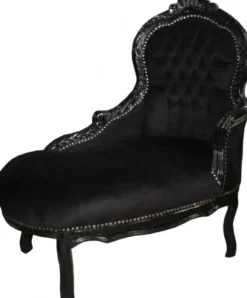 Casa Padrino Barock Kinder Chaiselongue - Kindermöbel im Antik Stil Schwarz/Schwarz 101 x 51 x 93 cm