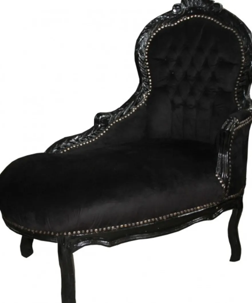 Casa Padrino Barock Kinder Chaiselongue - Kindermöbel im Antik Stil Schwarz/Schwarz 101 x 51 x 93 cm