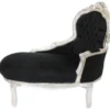 Casa Padrino Barock Kinder Chaiselongue - Handgefertigte Luxus-Sitzbank im Barockstil - Schwarz / Silber - 101 x 51 x 93 cm