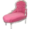 Casa Padrino Barock Kinder Chaiselongue Rosa / Silber - 101 x 51 x H. 93 cm - Handgefertigtes Luxusmöbel