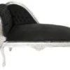Casa Padrino Barock Kinder Chaiselongue Schwarz / Silber Mod2 - Luxus Kinderzimmer Möbel