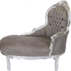 Casa Padrino Barock Kinder Chaiselongue in Grau und Silber, 101 x 51 x 93 cm - Edles Barock Möbel für Kinder