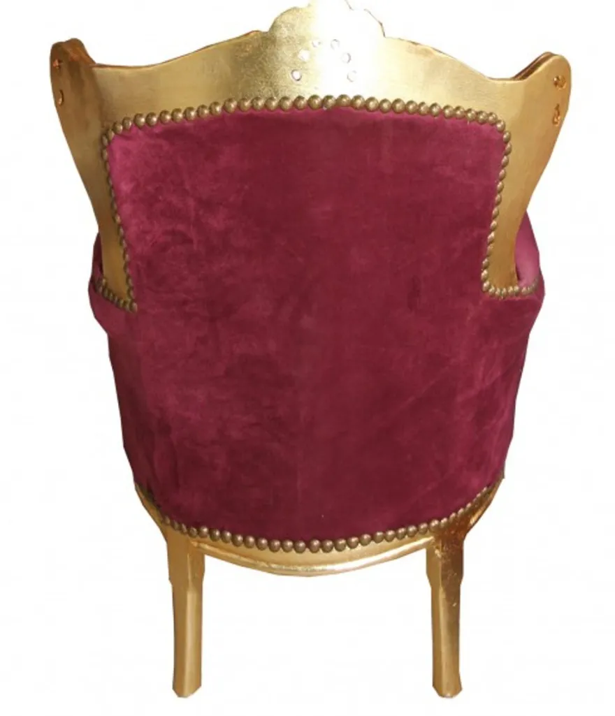 Casa Padrino Barock Kinder Sessel Bordeaux / Gold - Barock Möbel