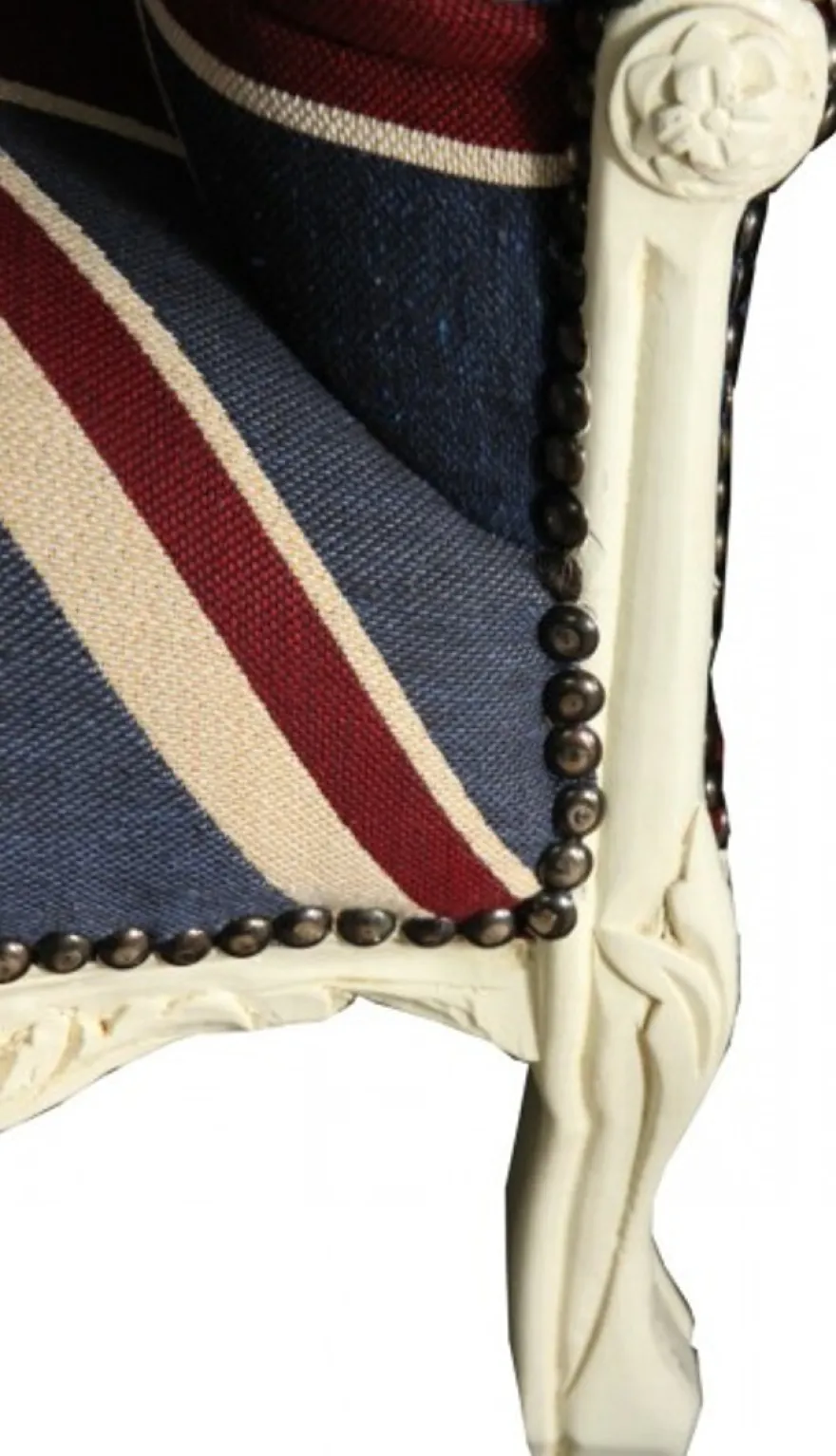Casa Padrino Barock Kinder Sessel Union Jack / Creme - Massivholz Thron im englischen Design - 84 x 58 x 36 cm