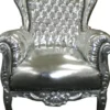 Casa Padrino Barock Kinder Sessel Tron in Silber, 84 x 58 cm, handgefertigtes Luxusmöbel im Antik Stil