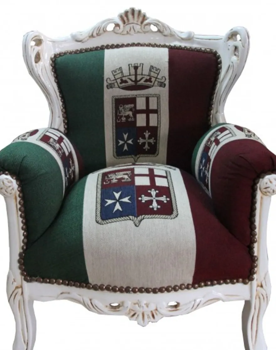 Casa Padrino Barock Kinder Sessel Italien Design Creme - Handgefertigter Thron aus Massivholz, Höhe 84 cm