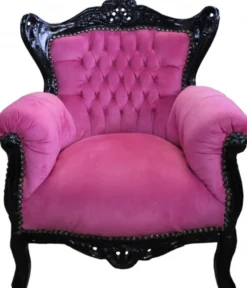 Casa Padrino Barock Kinder Sessel im Antik Stil, Rosa und Schwarz, Höhe 84 cm
