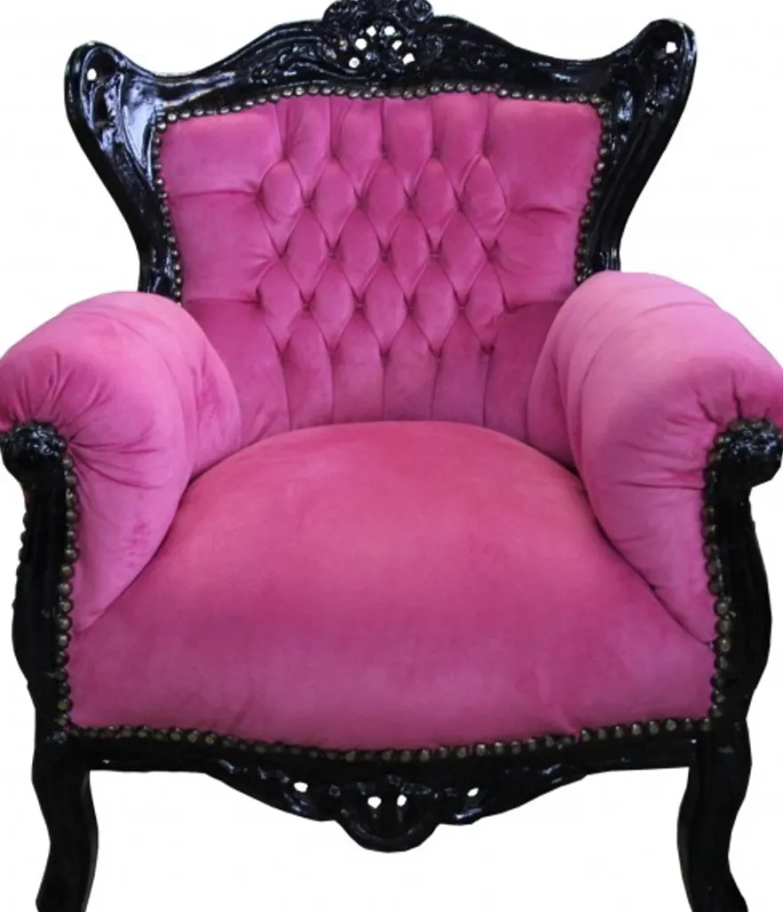 Casa Padrino Barock Kinder Sessel im Antik Stil, Rosa und Schwarz, Höhe 84 cm