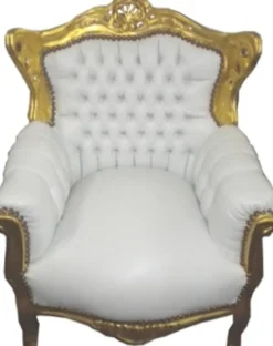 Casa Padrino Barock Kinder Sessel Weiß / Gold - Barock Kinder Möbel