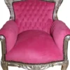 Casa Padrino Barock Kinder Sessel Thron in Rosa und Silber 84 x 58 cm - Luxuriöses Kindermöbel im Antik Stil