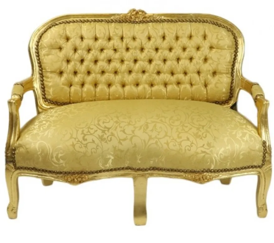 Casa Padrino Barock Kinder Sitzbank im Antik Stil, Gold mit Muster, 90 x 38 x 67 cm