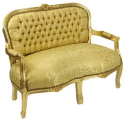 Casa Padrino Barock Kinder Sitzbank im Antik Stil, Gold mit Muster, 90 x 38 x 67 cm