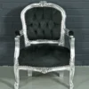 Casa Padrino Barock Kinderstuhl im Antik Stil - Schwarz / Silber - Breite 51 cm, Höhe 71 cm