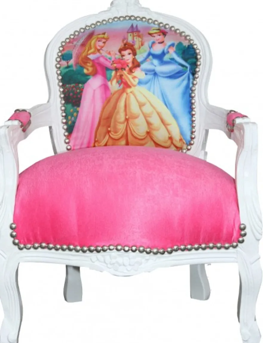 Casa Padrino Barock Kinderstuhl Prinzessin im Antik Stil, Rosa/Weiß, Höhe 71 cm