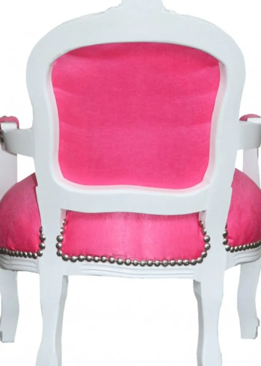 Casa Padrino Barock Kinderstuhl Prinzessin im Antik Stil, Rosa/Weiß, Höhe 71 cm