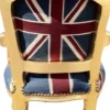 Casa Padrino Barock Kinderstuhl Union Jack Gold, Armlehnstuhl aus Massivholz, Höhe 71 cm, Breite 51 cm