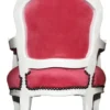 Casa Padrino Barock Kinderstuhl Armlehnstuhl in Rosa und Weiß - 71 x 51 cm - Handgefertigtes Luxusmöbel