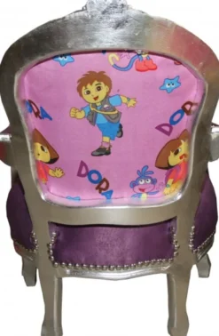 Casa Padrino Barock Kinderstuhl im Antik Stil - Lila / Silber, Höhe 71 cm - Hochwertiges Kindermöbel